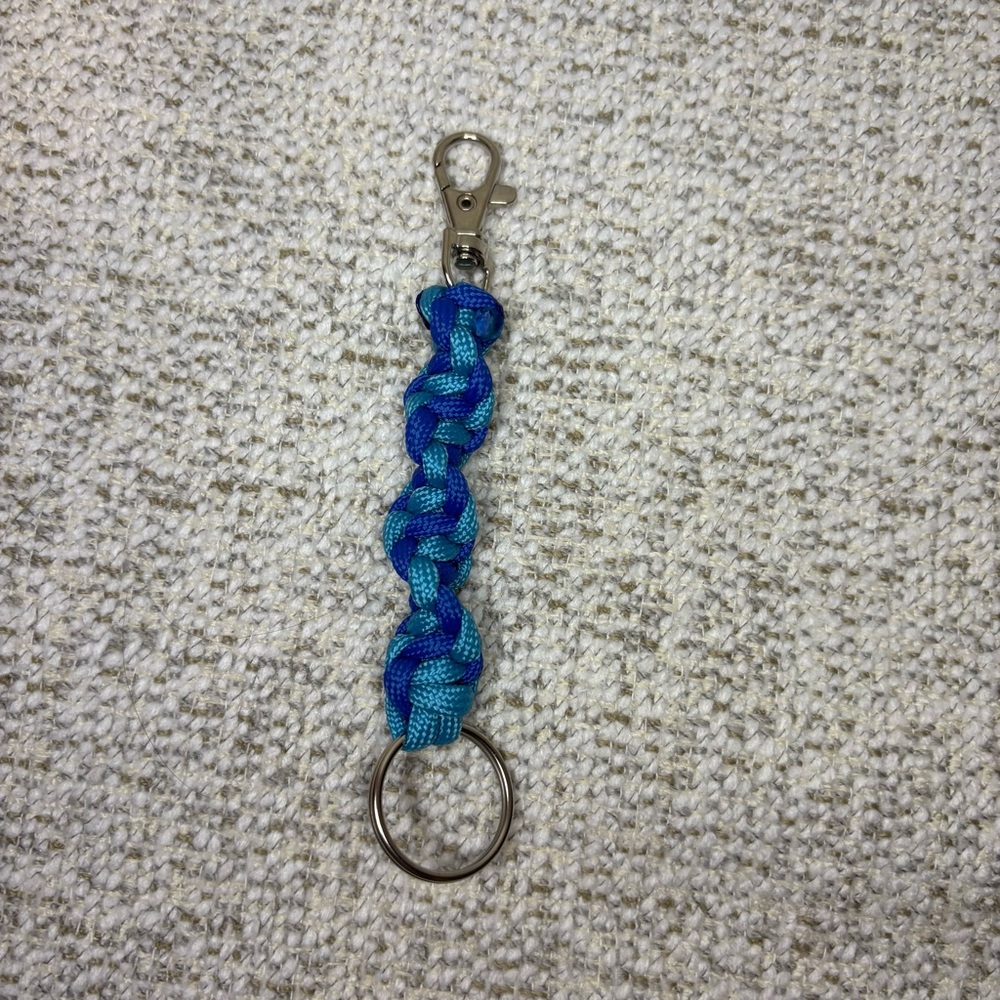 Blue Braided/Twisted Paracord Keychain Bag Charm